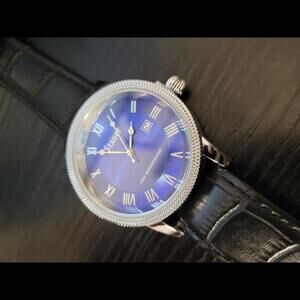 🔥RARE Brand New Stauer 28997 Men's Leather Watch‎ Full Set!